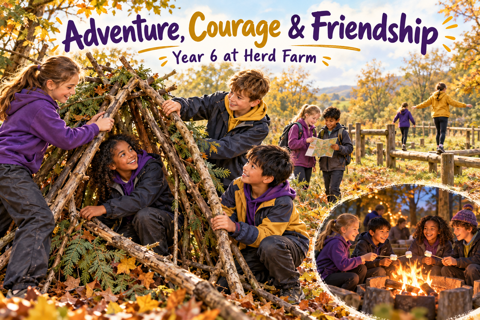 Adventure, courage and friendship at Herd Farm! 🌳💜💛